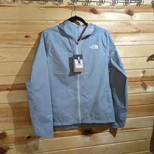 North Face women's blue teal lightweight waterproof windbreaker jacket coat zip
